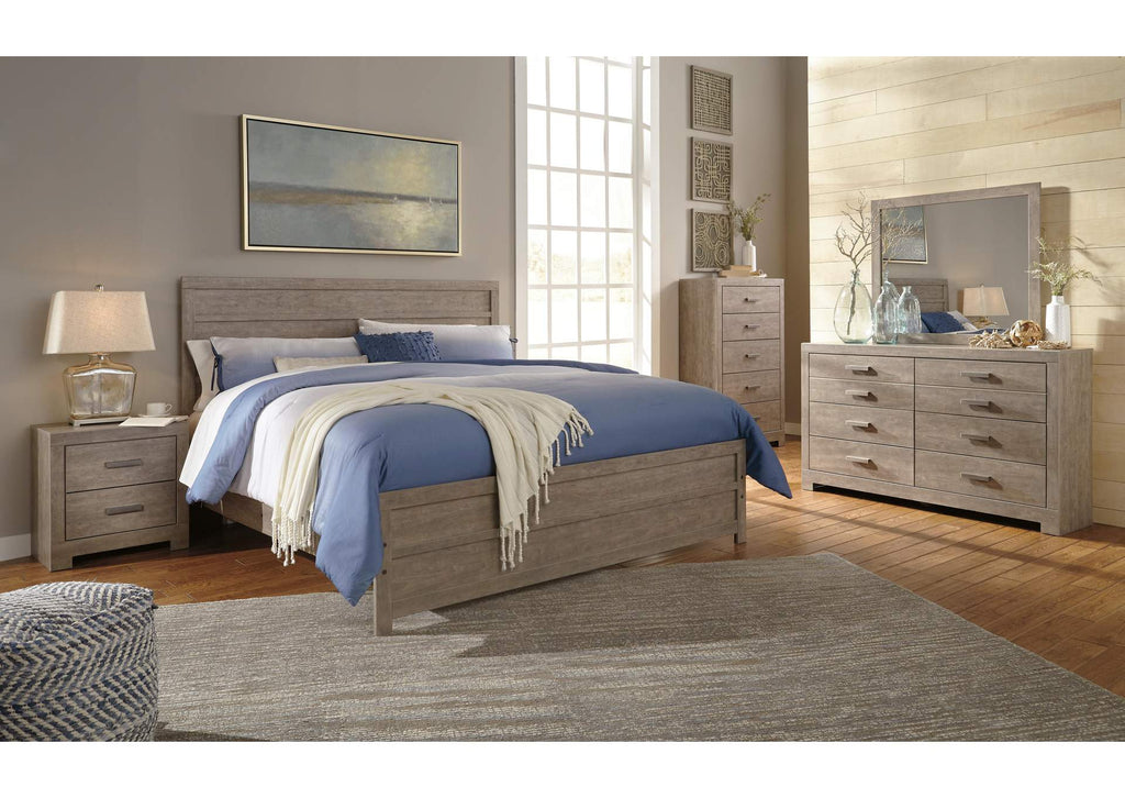Culverbach King Panel Bed with Mirrored Dresser, Chest and 2 Nightstands