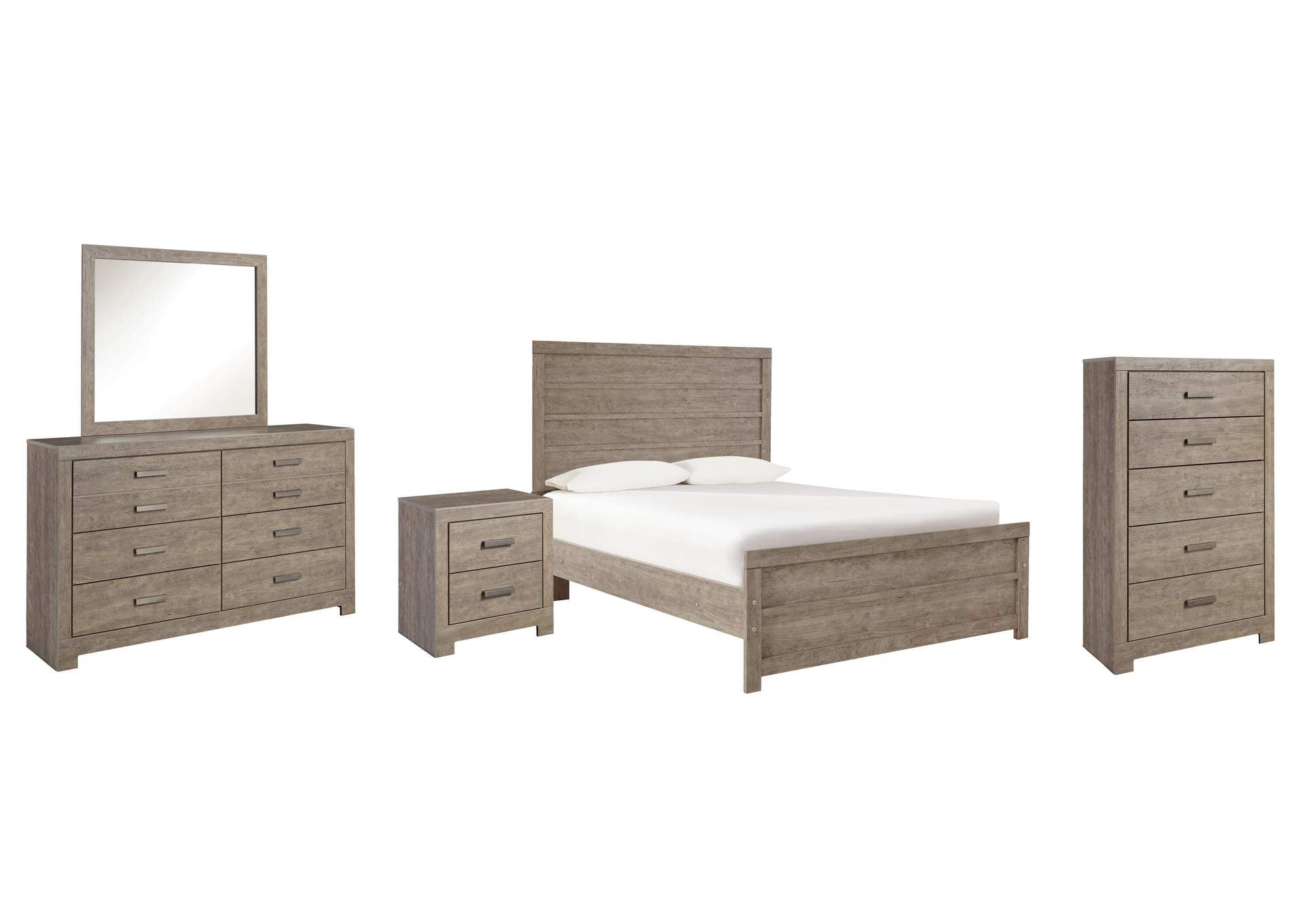 Culverbach Full Panel Bed with Mirrored Dresser, Chest and Nightstand