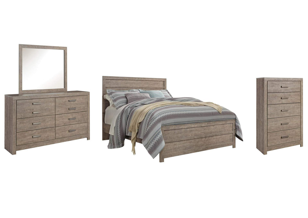 Culverbach Queen Panel Bed with Mirrored Dresser and Chest