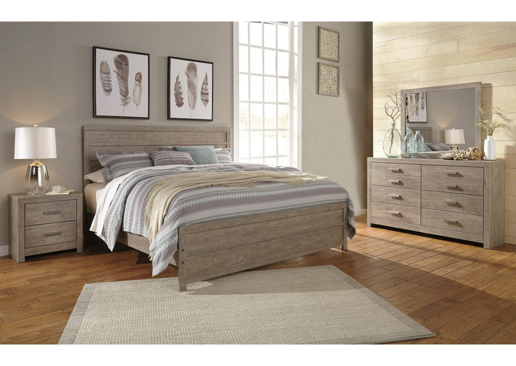 Culverbach King Panel Bed with Mirrored Dresser and 2 Nightstands