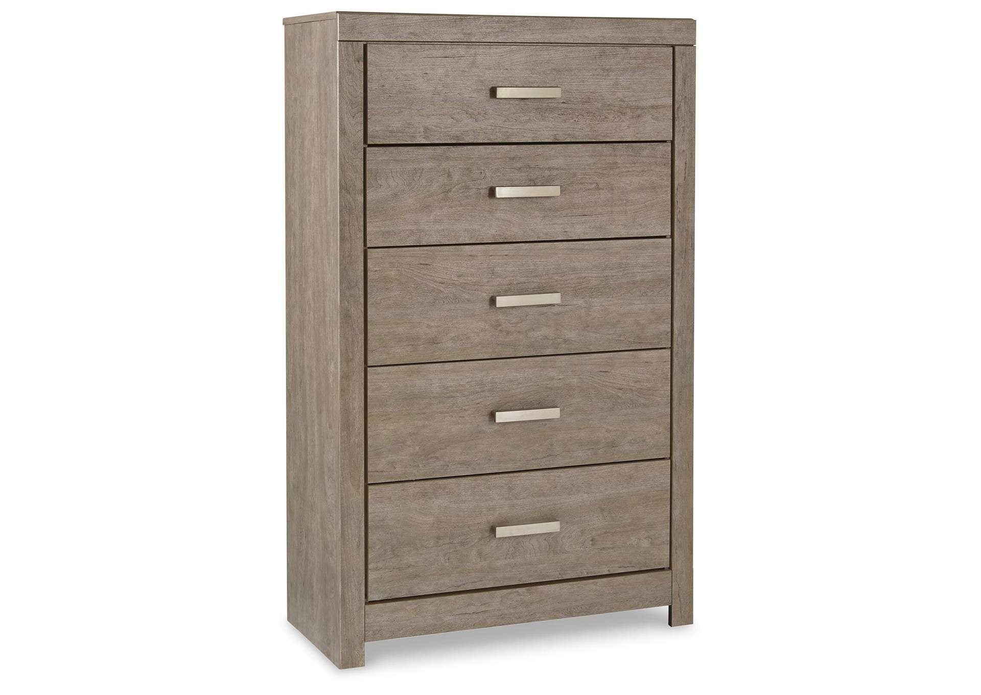 Culverbach Queen Panel Bed with Mirrored Dresser, Chest and 2 Nightstands angled view