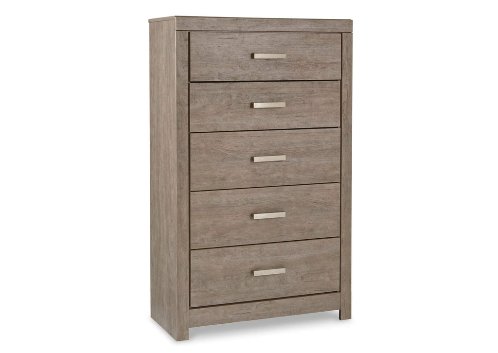 Culverbach Queen Panel Bed with Mirrored Dresser and Chest angled view