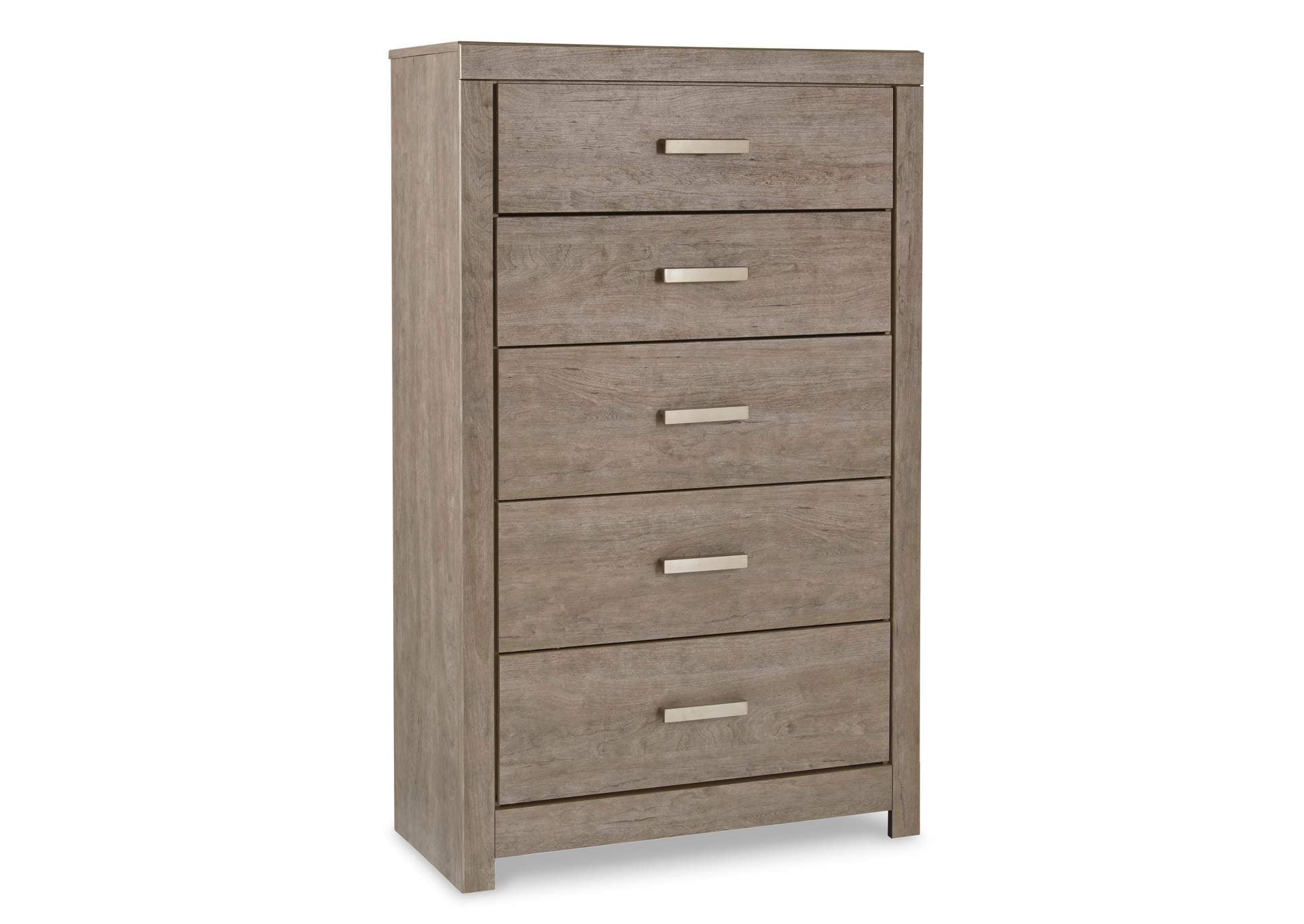 Culverbach King Panel Bed with Mirrored Dresser and Chest angled view