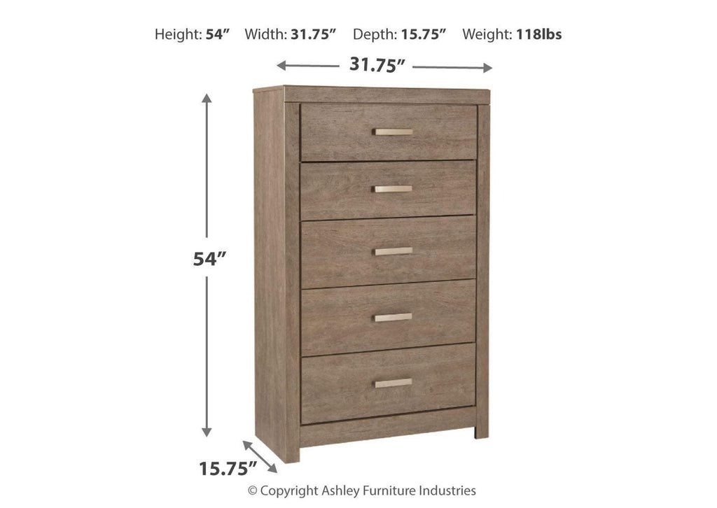 Culverbach Full Panel Bed, Dresser, Mirror, Chest and 2 Nightstands dimensions