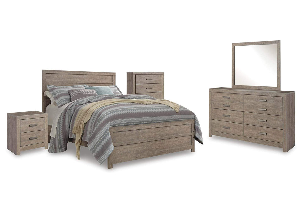 Culverbach Queen Panel Bed with Mirrored Dresser, Chest and Nightstand