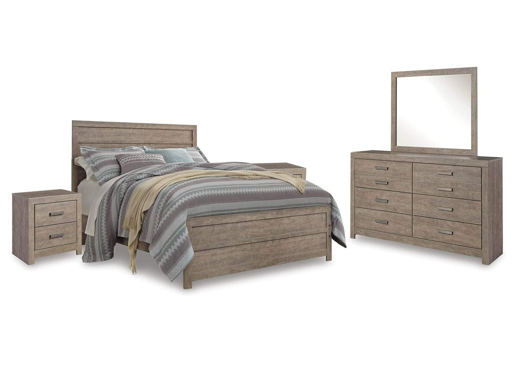 Culverbach Queen Panel Bed with Mirrored Dresser and 2 Nightstands
