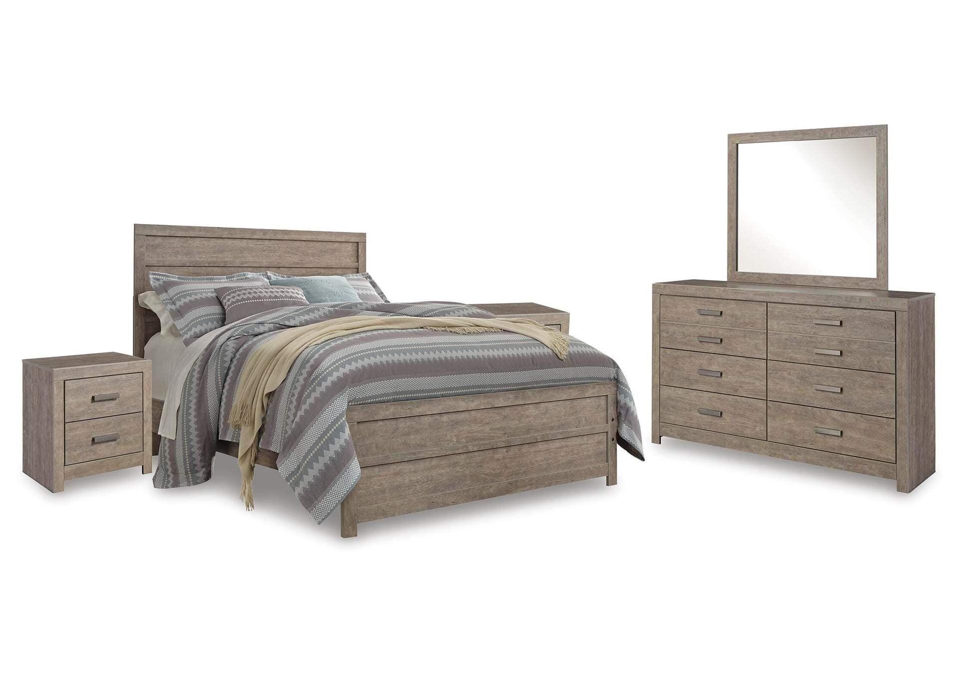 Culverbach Queen Panel Bed with Mirrored Dresser and 2 Nightstands