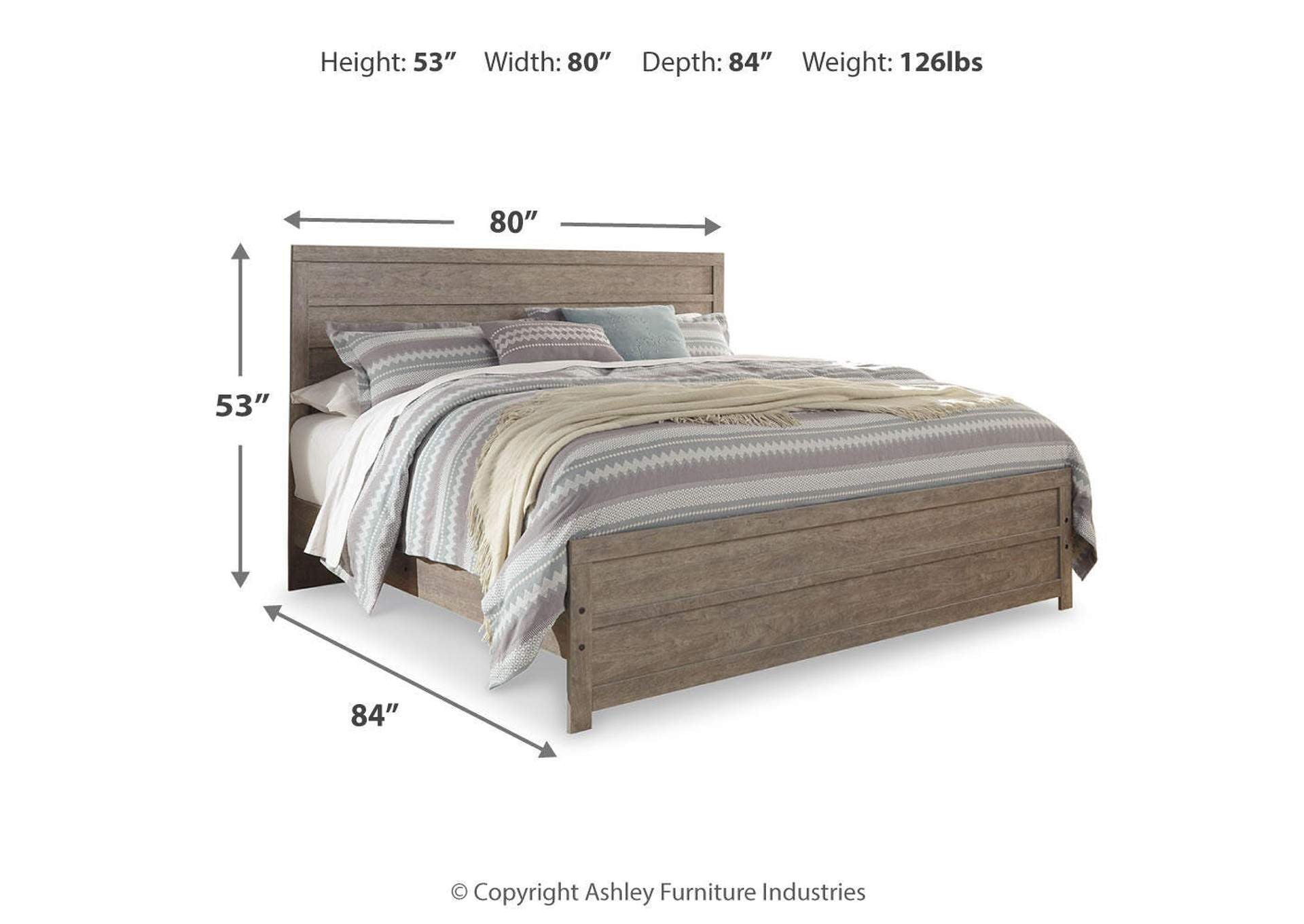 Culverbach King Panel Bed and Nightstand dimensions