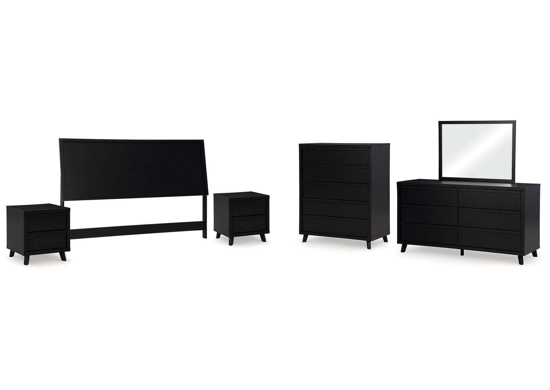 Danziar King Panel Headboard, Dresser, Mirror, Chest and 2 Nightstands