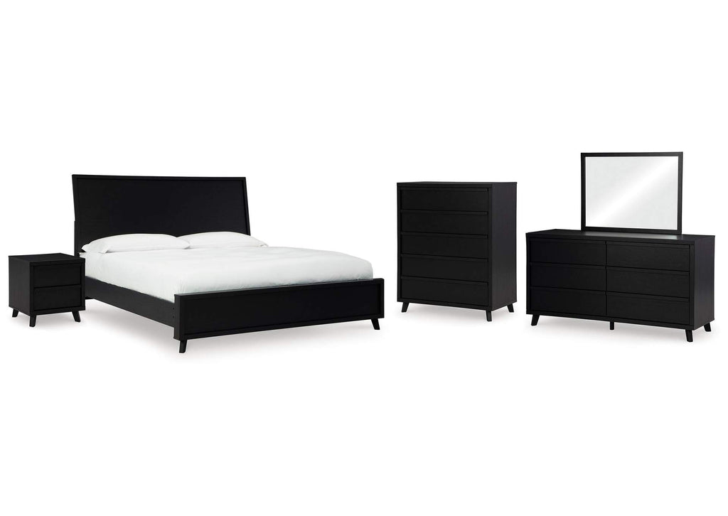 Danziar Queen Panel Bed with Mirrored Dresser, Chest and Nightstand