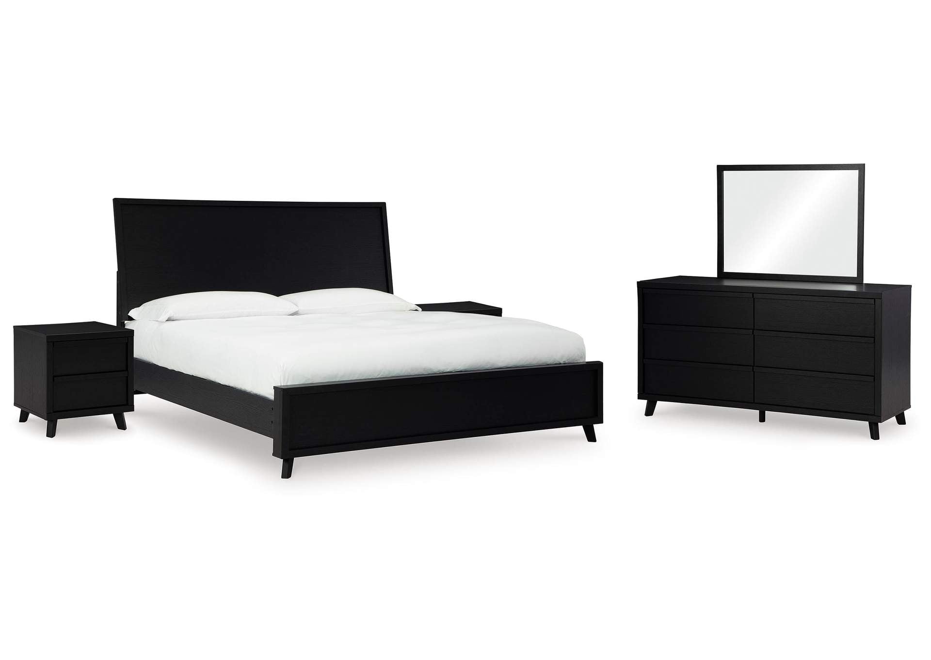 Danziar King Panel Bed, Dresser, Mirror and 2 Nightstands