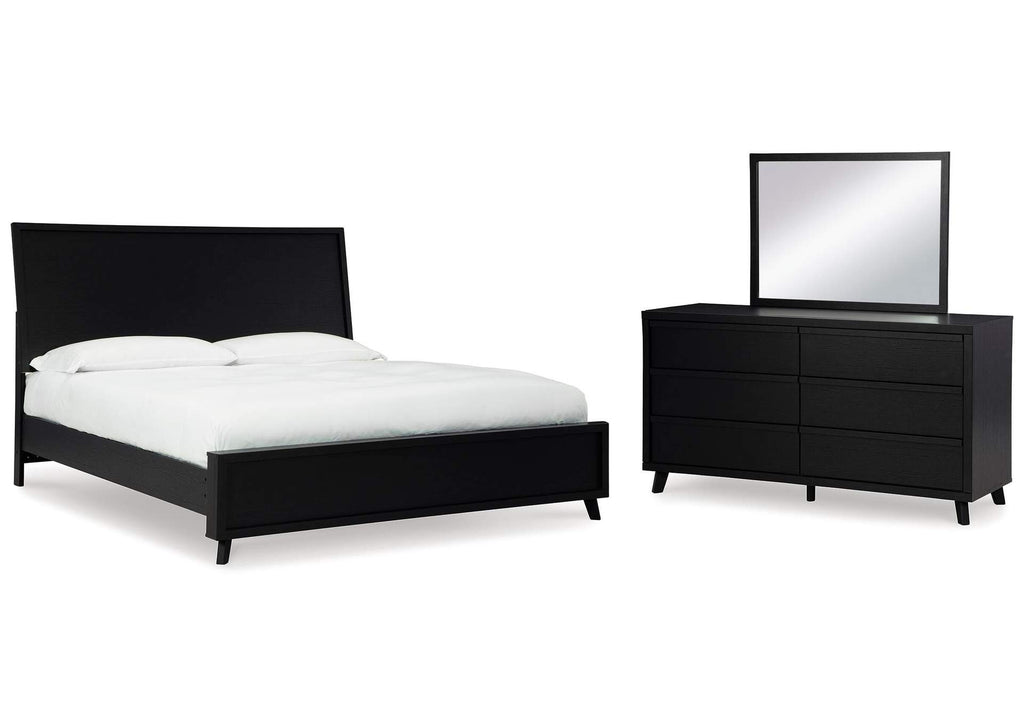 Danziar Queen Panel Bed with Mirrored Dresser