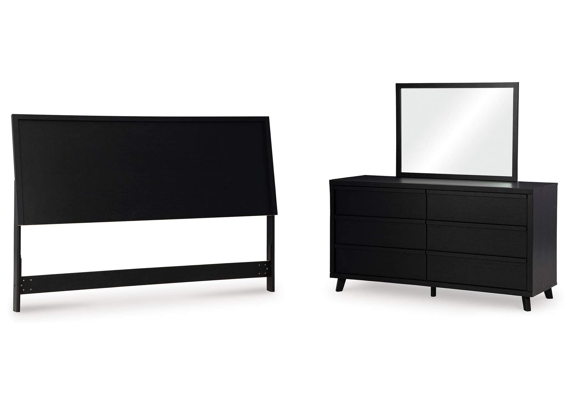 Danziar King Panel Headboard with Mirrored Dresser