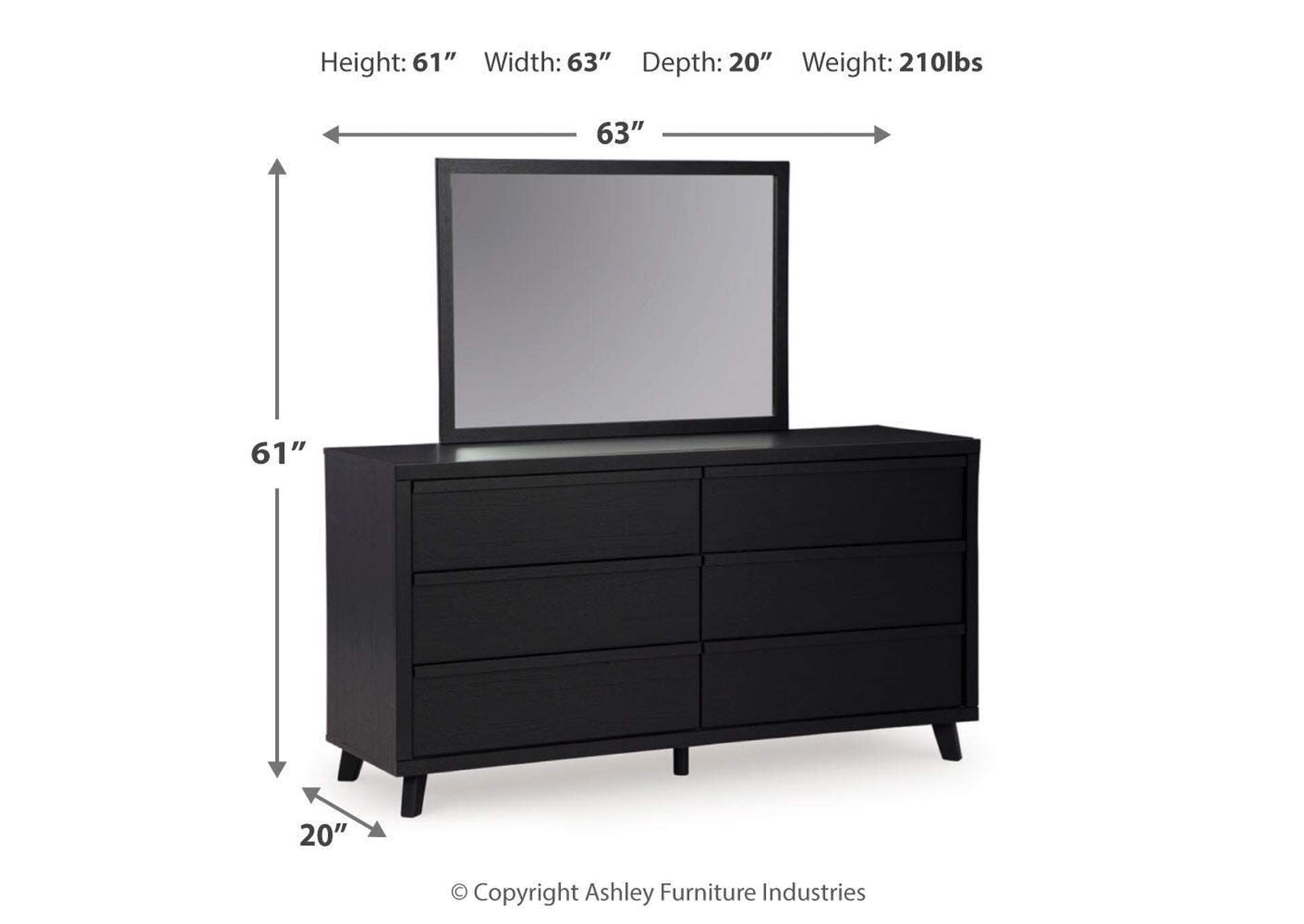 Danziar Queen Panel Headboard, Dresser, Mirror and 2 Nightstands dimensions