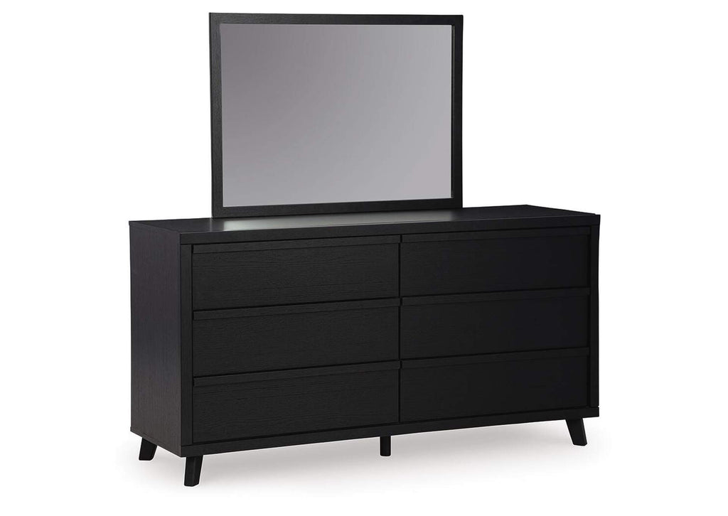Danziar Queen Panel Headboard with Mirrored Dresser, Chest and Nightstand angled view