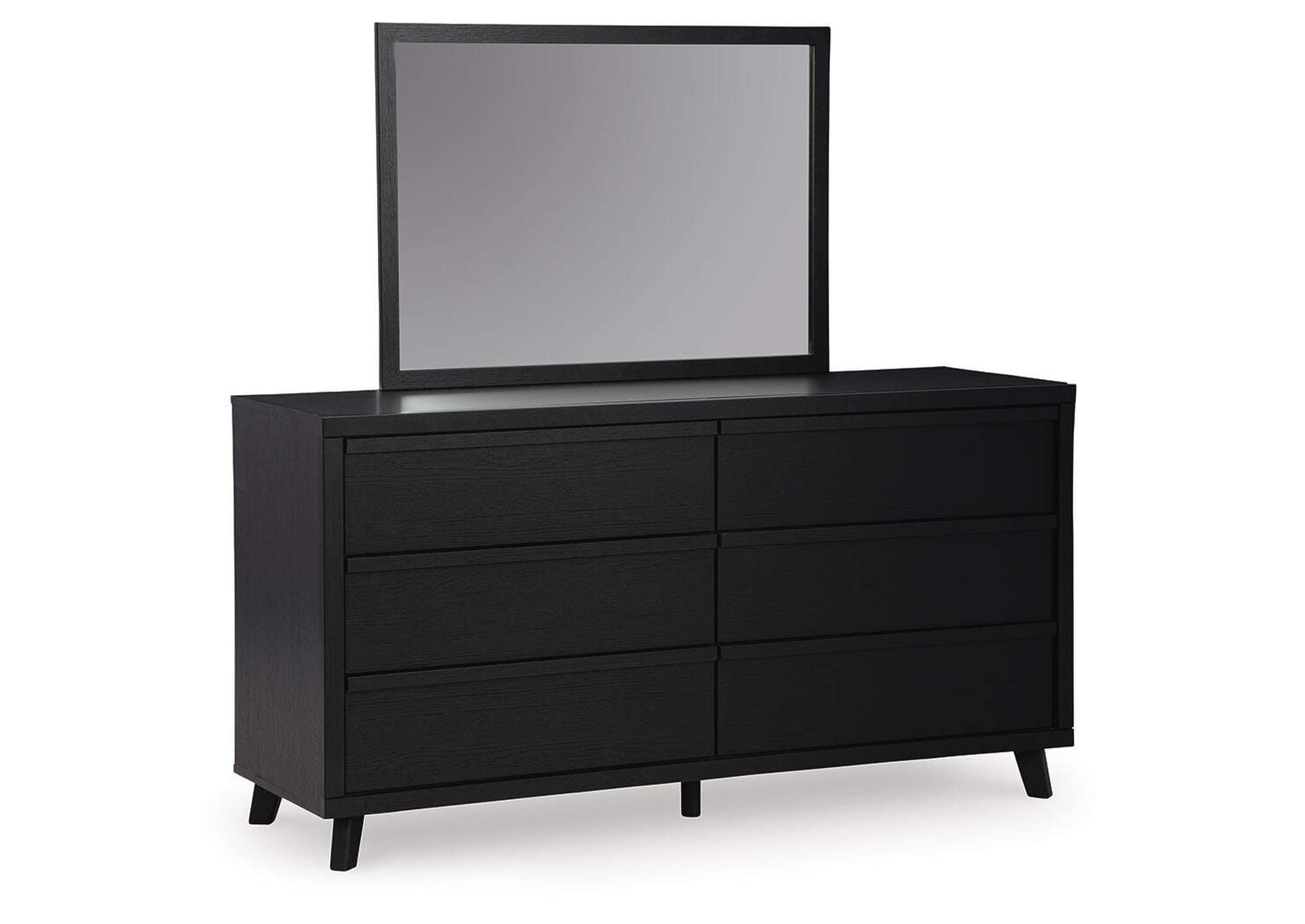 Danziar King Panel Headboard with Mirrored Dresser and Chest angled view
