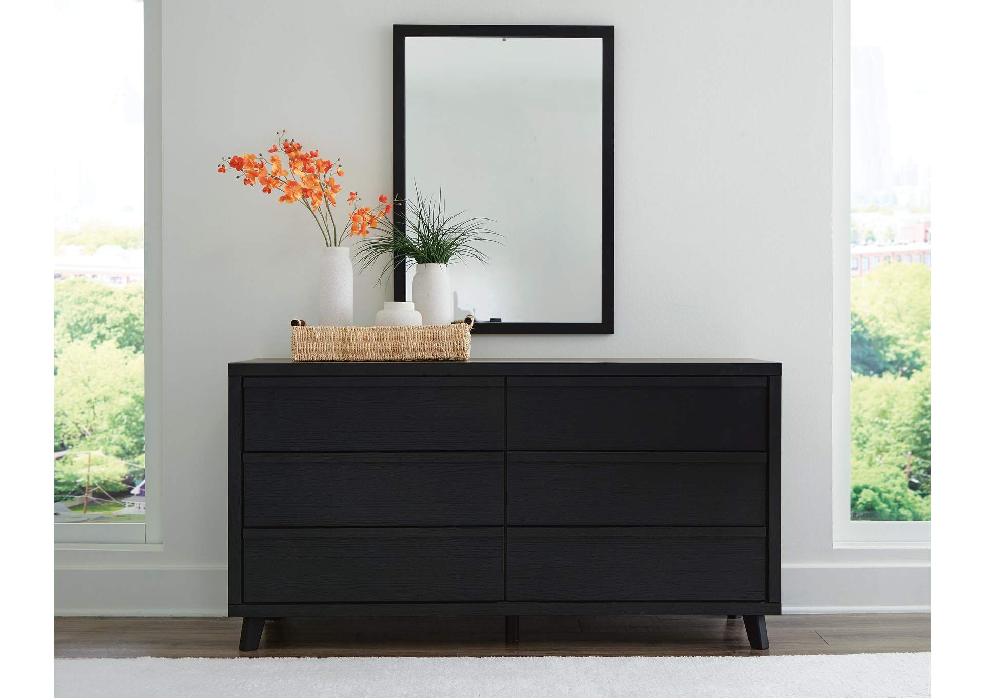 Danziar Queen Panel Bed with Mirrored Dresser, Chest and Nightstand
