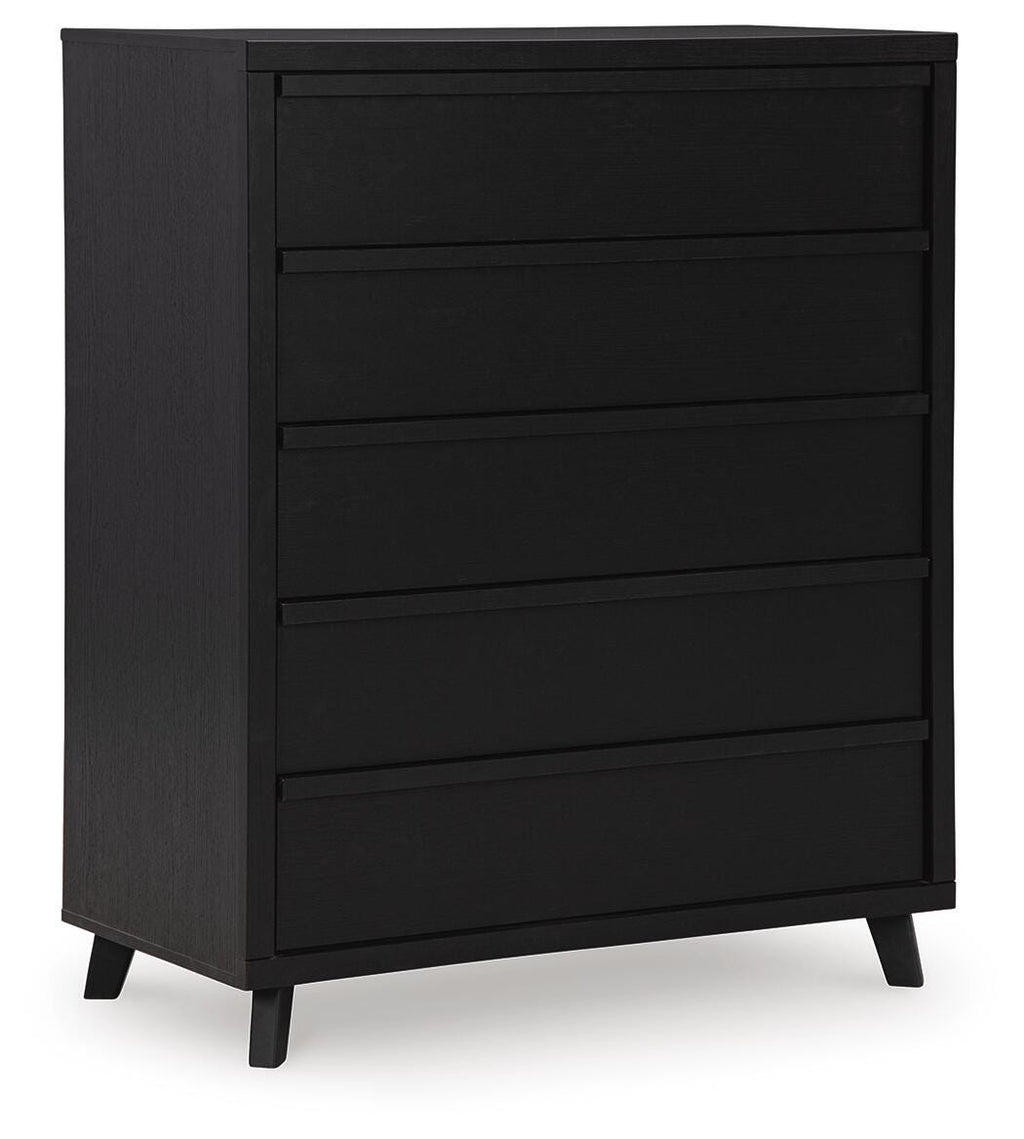 Danziar Wide Chest of Drawers in Black, closed view
