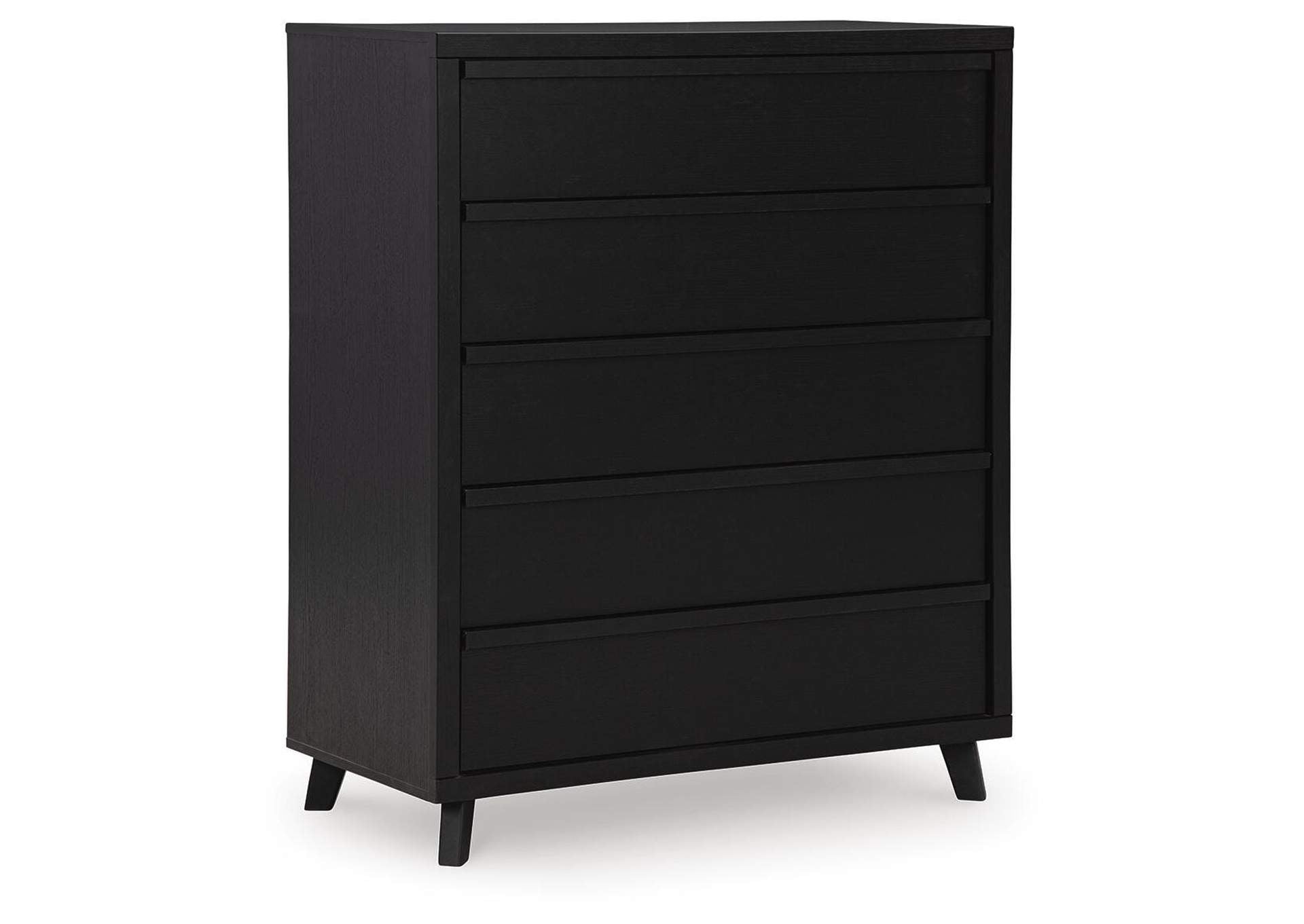 Danziar Queen Panel Bed with Mirrored Dresser and Chest angled view