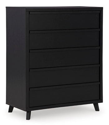 Danziar Wide Chest of Drawers in Black, closed view