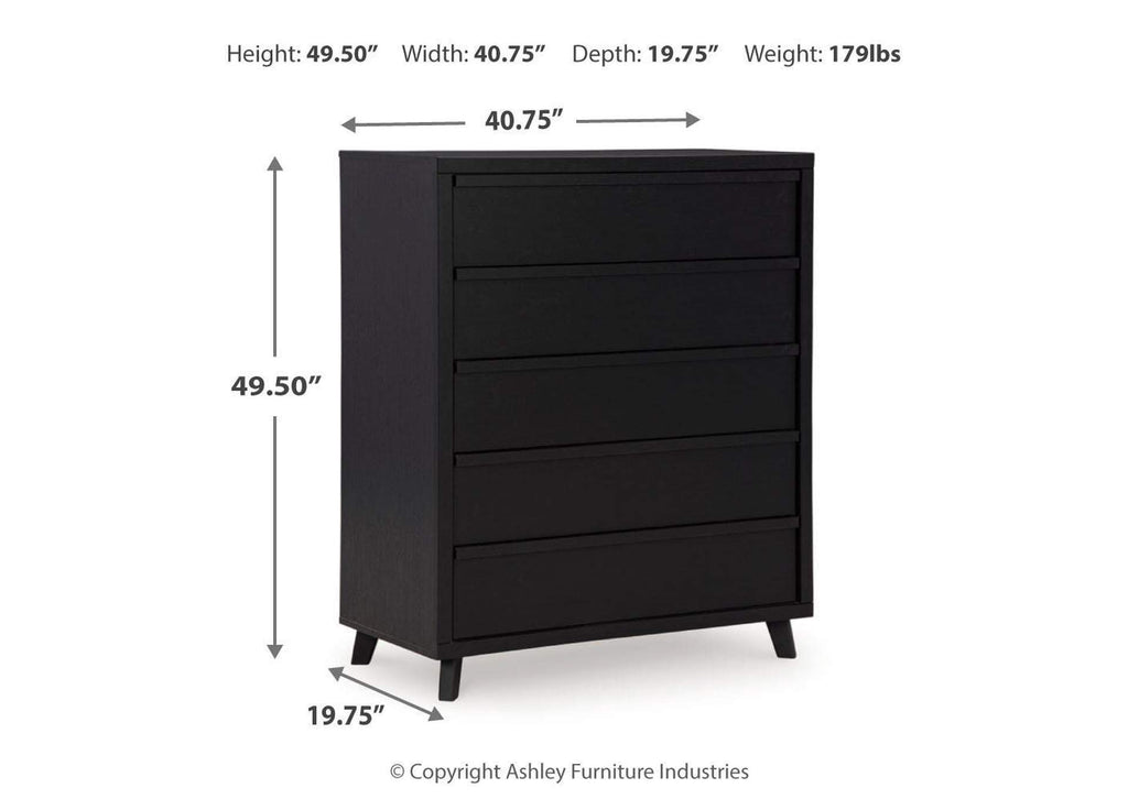 Danziar Queen Panel Headboard with Mirrored Dresser and Chest dimensions