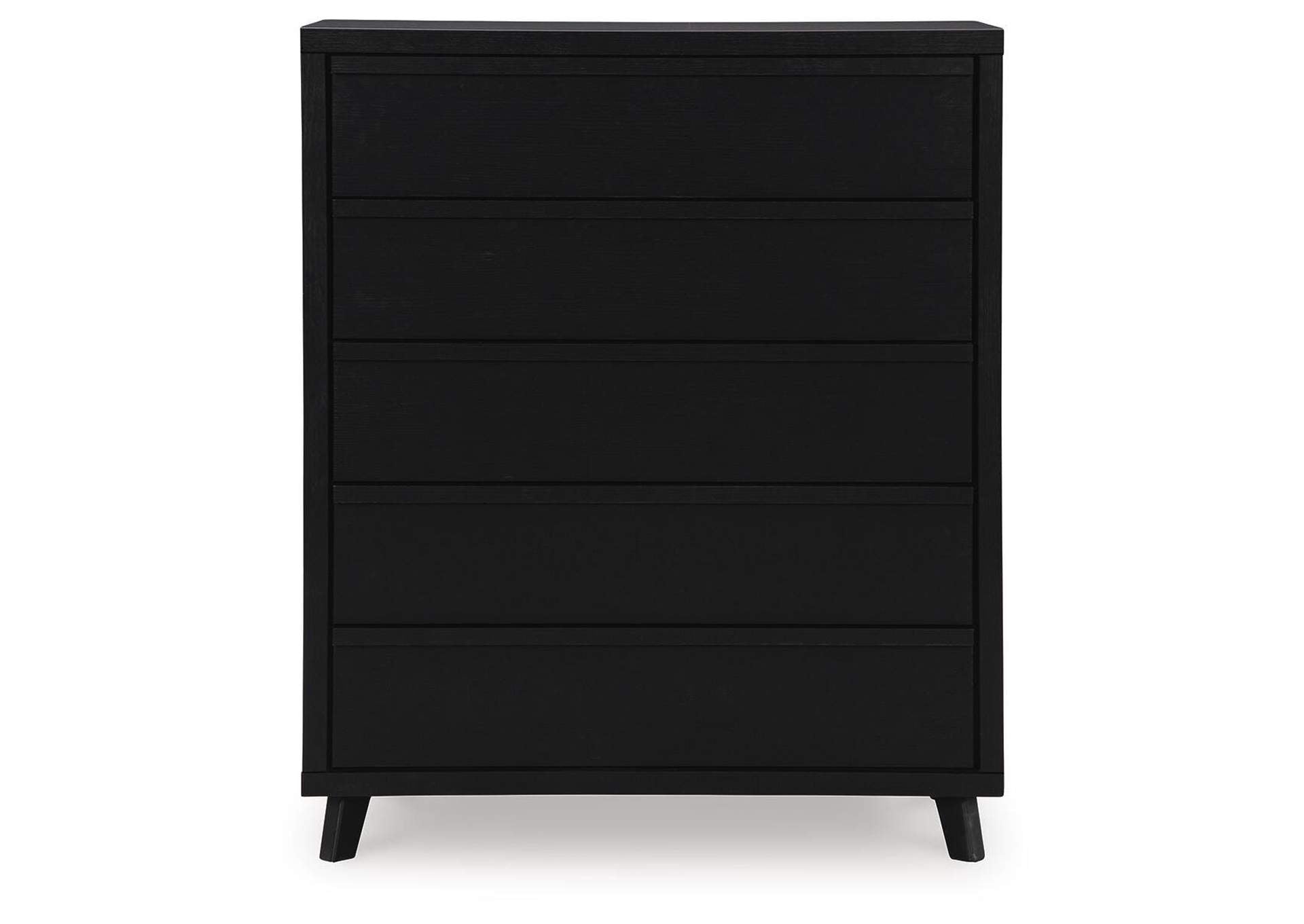 Danziar Queen Panel Bed with Mirrored Dresser and Chest front view