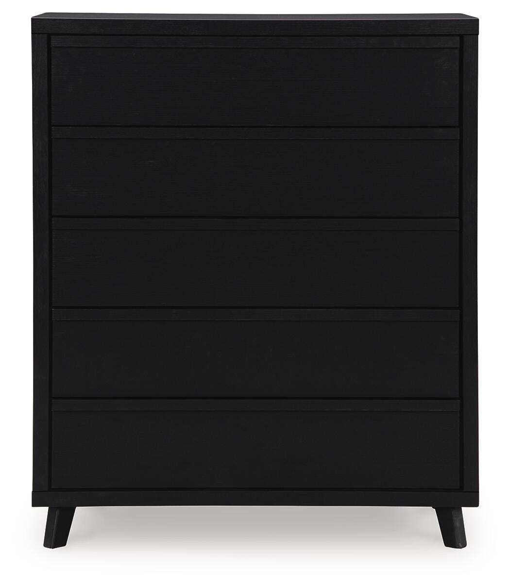 Danziar Wide Chest of Drawers in Black, front view