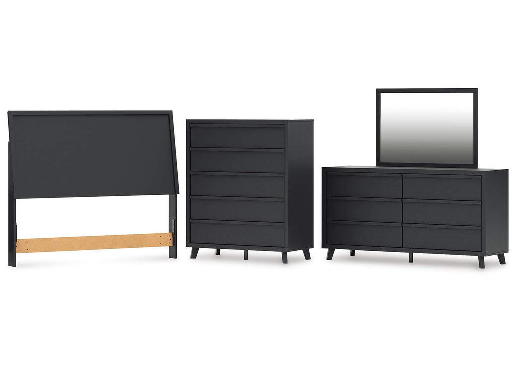 Danziar Queen Panel Headboard with Mirrored Dresser and Chest