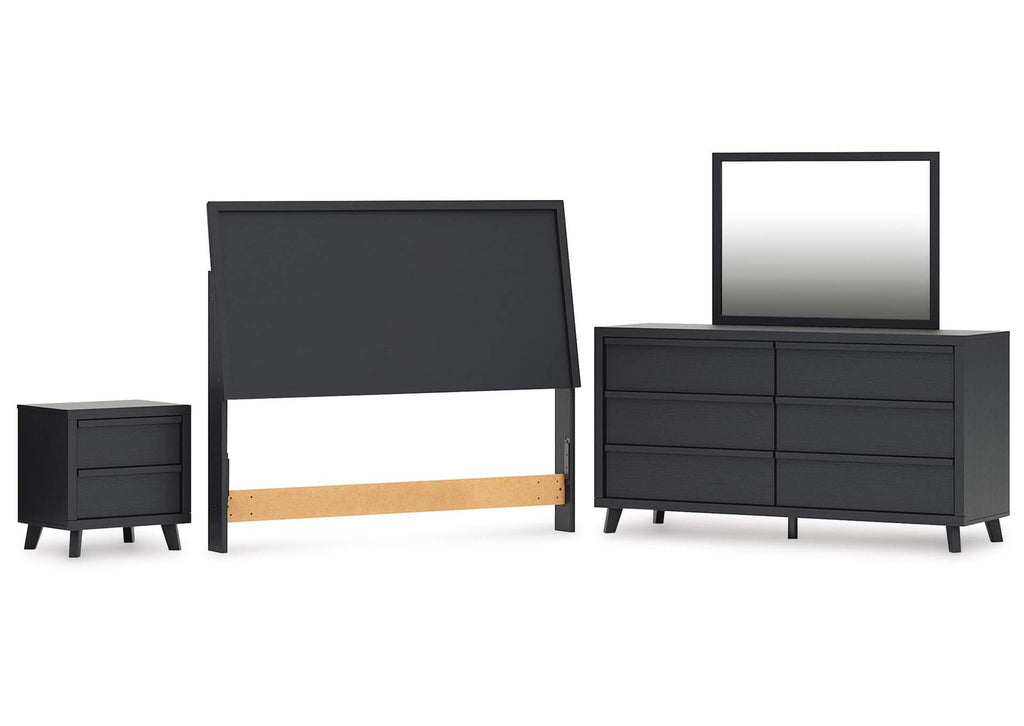 Danziar Queen Panel Headboard with Mirrored Dresser and Nightstand