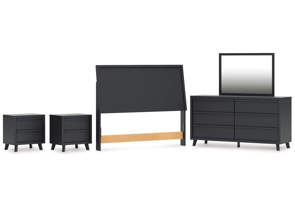 Danziar Queen Panel Headboard, Dresser, Mirror and 2 Nightstands