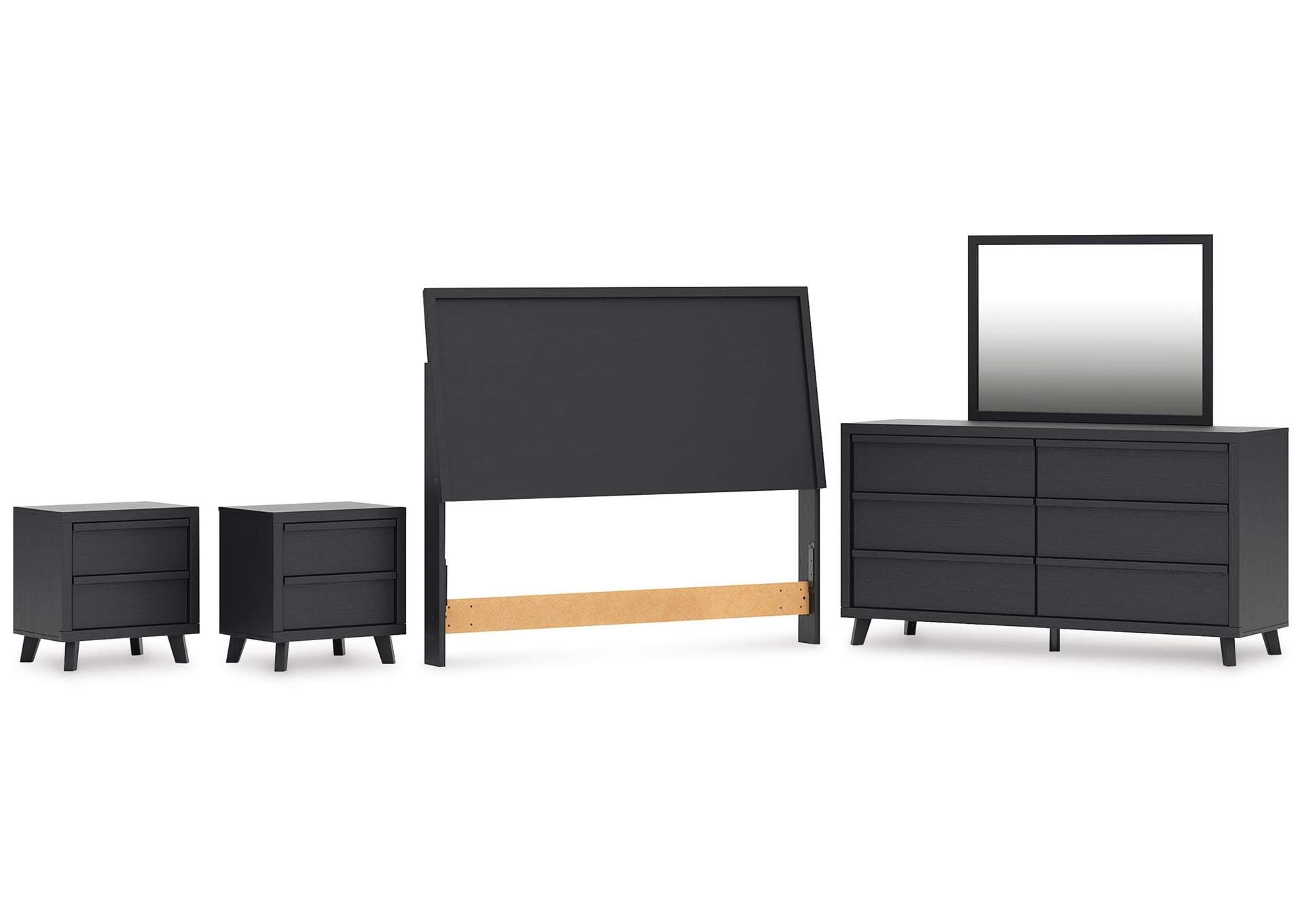 Danziar Queen Panel Headboard, Dresser, Mirror and 2 Nightstands