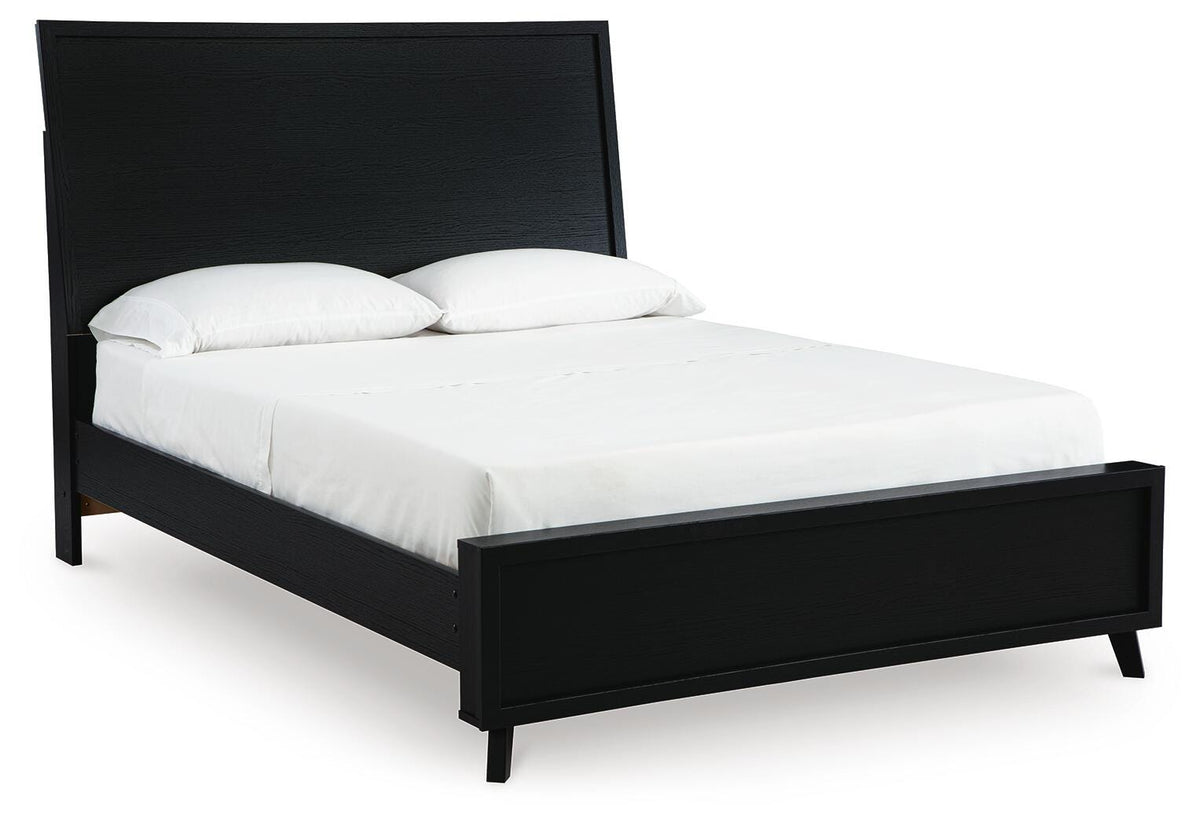 Danziar Full Panel Bed in Black, angle view