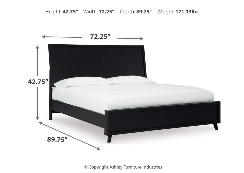 Danziar Queen Panel Bed with Mirrored Dresser and Chest dimensions