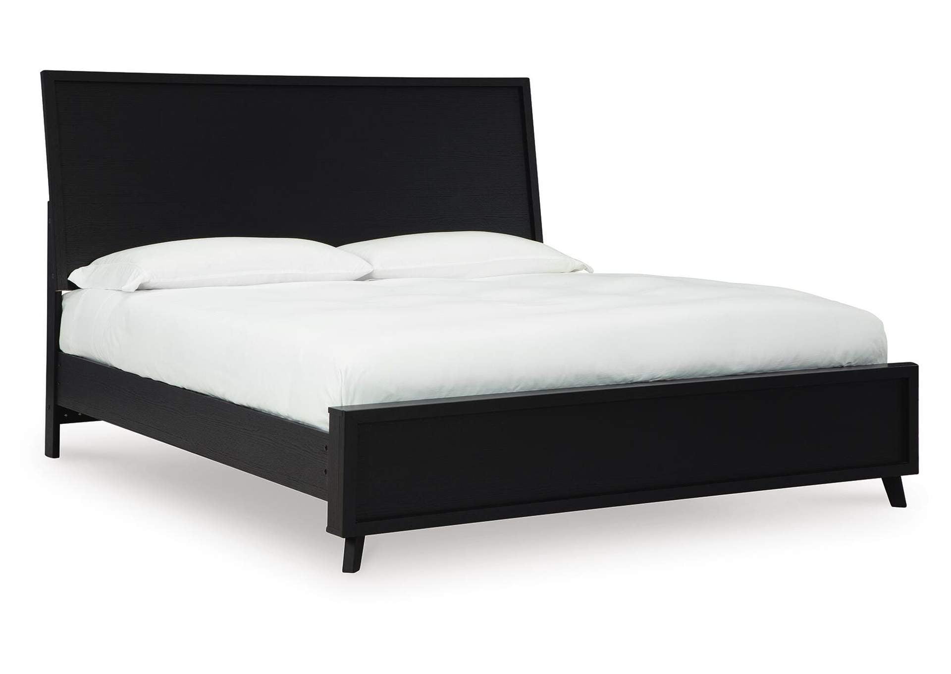 Danziar King Panel Bed with Mirrored Dresser and Nightstand angled view