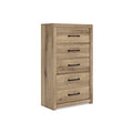 Brozmont Chest of Drawers in Tan, angle view