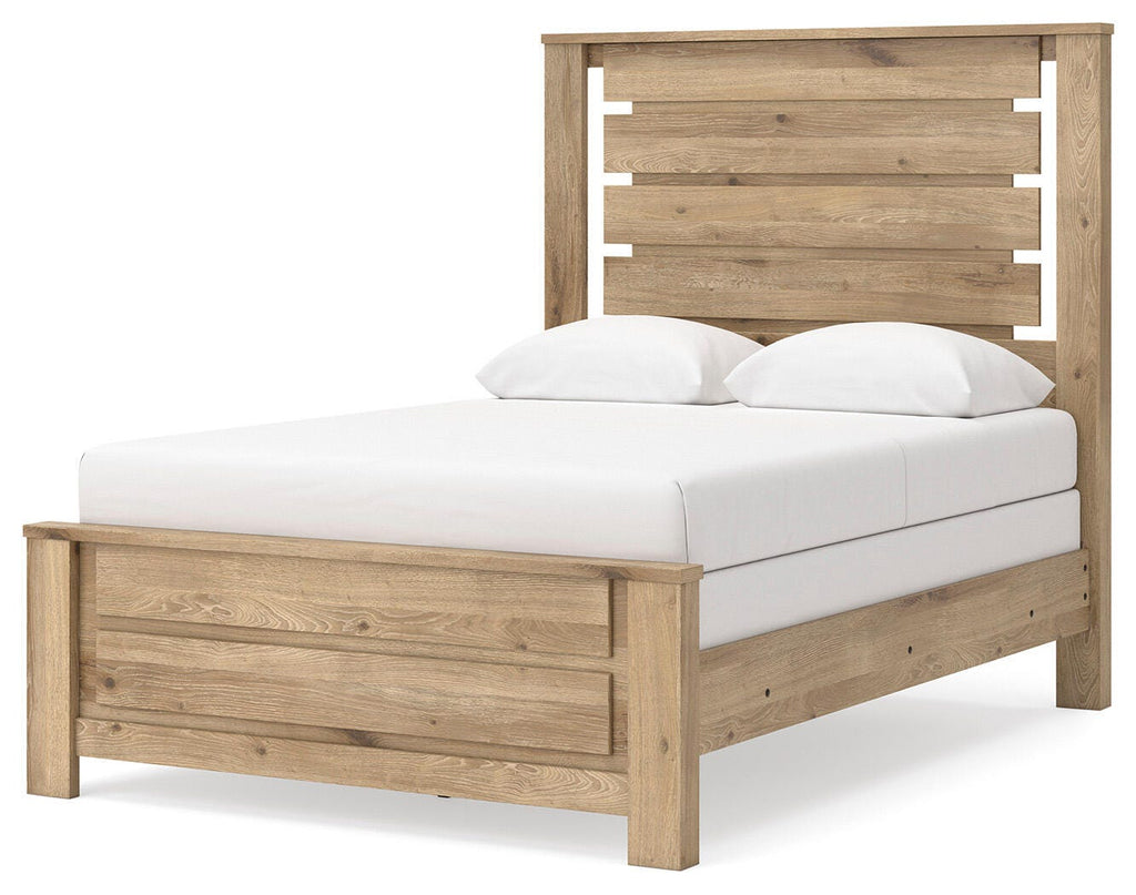 Brozmont Full Panel Bed in Tan, angle view