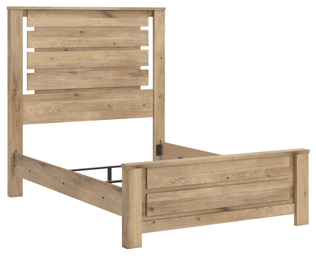 Brozmont Full Panel Bed in Tan, angle view