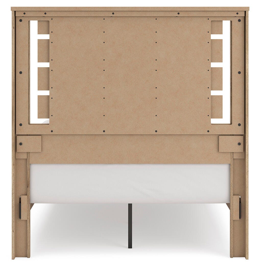 Brozmont Full Panel Platform Bed in Tan, back view