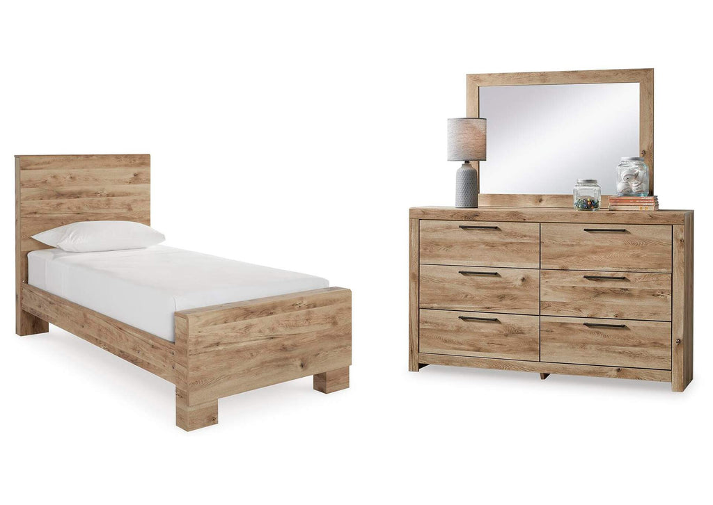 Hyanna Twin Panel Bed with Mirrored Dresser