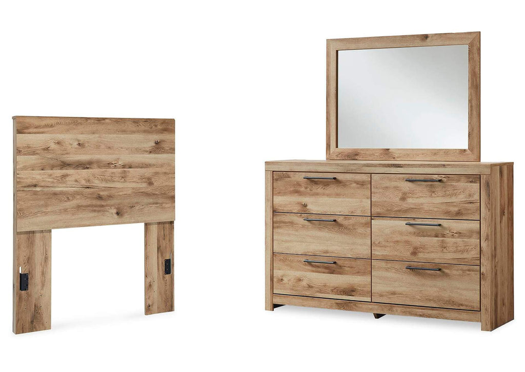 Hyanna Twin Panel Headboard with Mirrored Dresser
