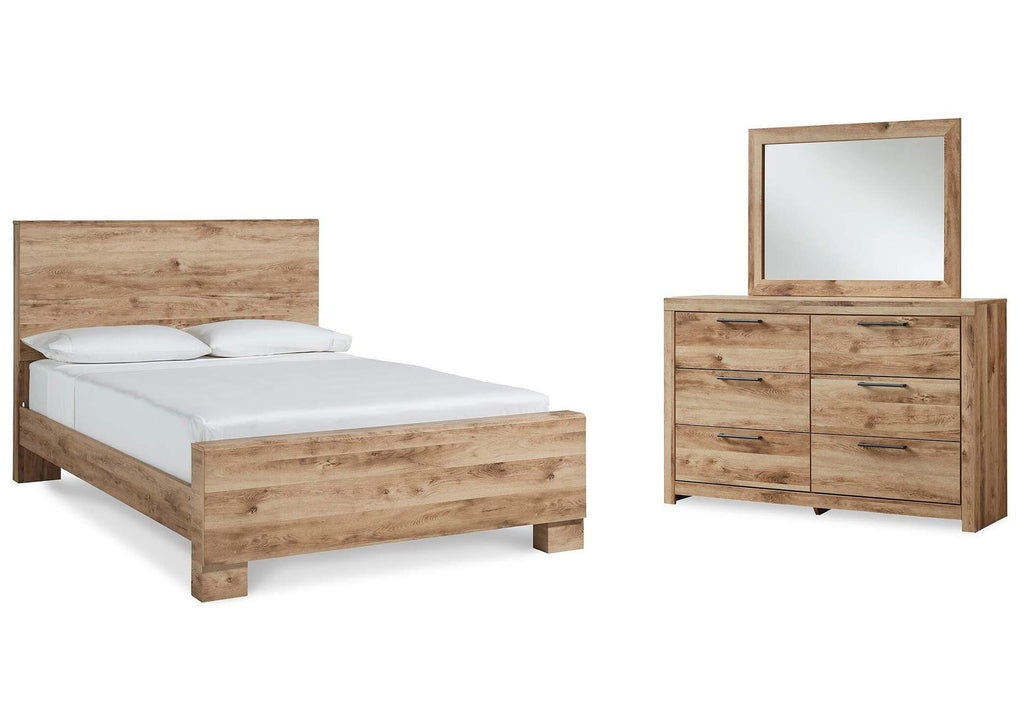 Hyanna Queen Panel Bed with Mirrored Dresser
