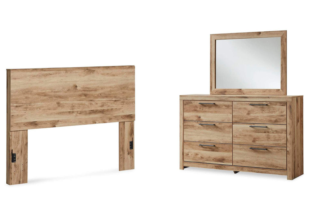 Hyanna Queen Panel Headboard with Mirrored Dresser