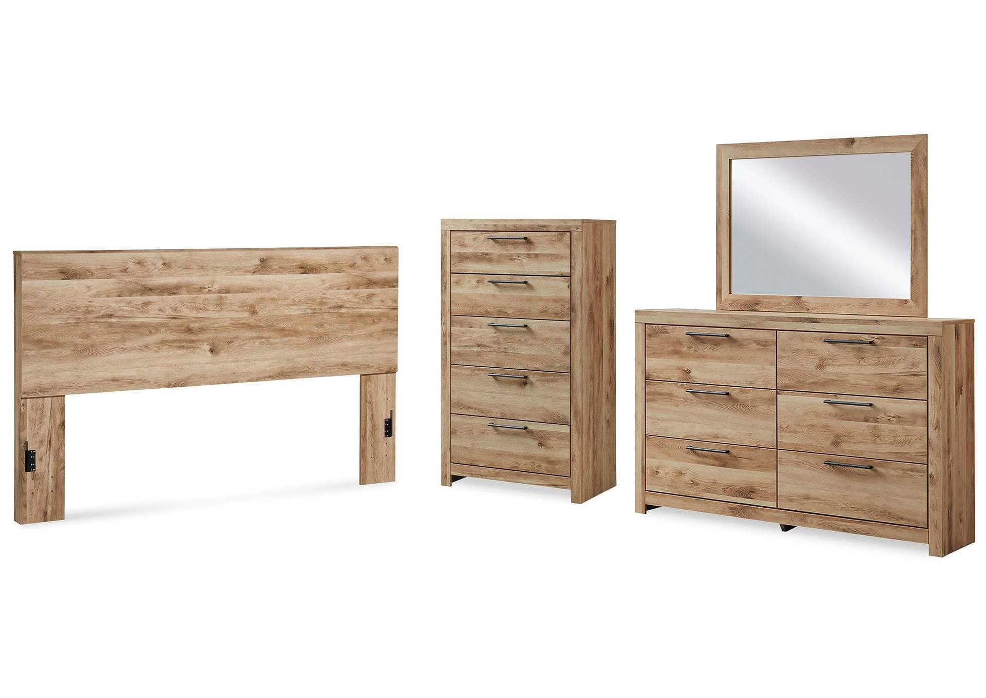 Hyanna King Panel Headboard with Mirrored Dresser and Chest