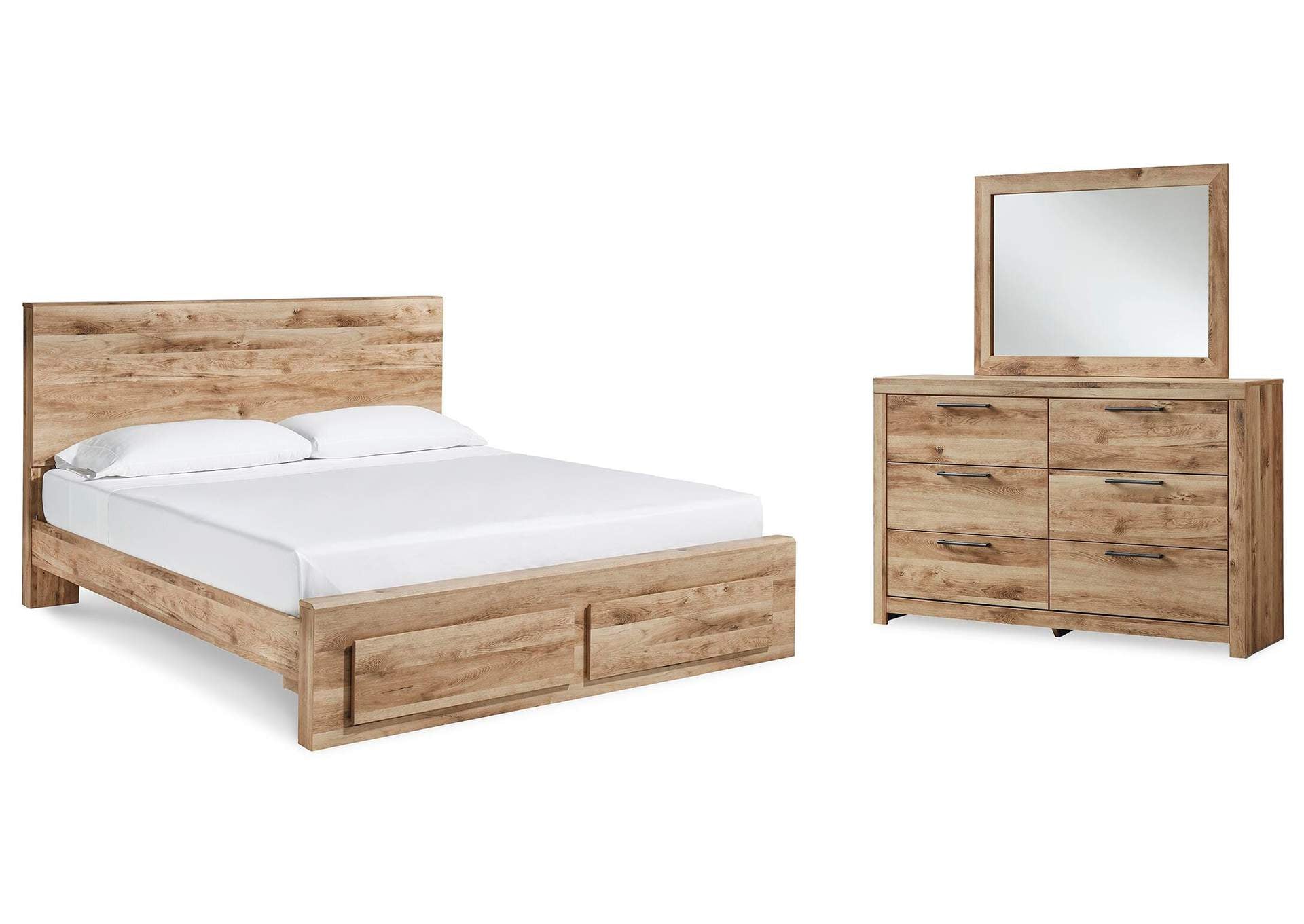 Hyanna King Panel Storage Bed with Mirrored Dresser