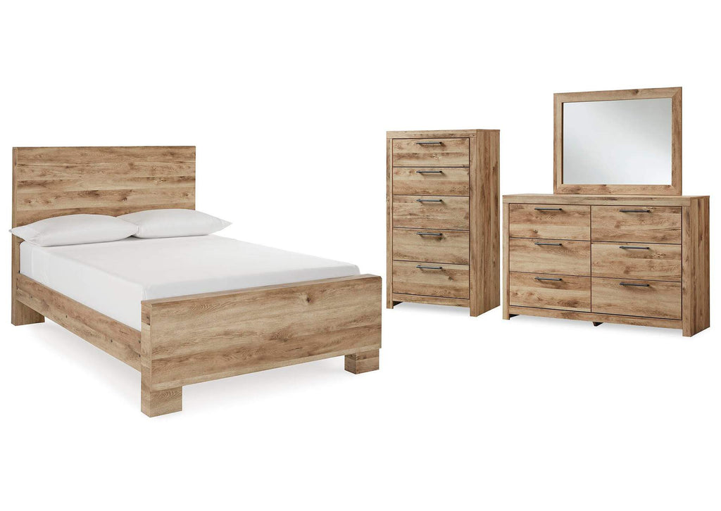 Hyanna Full Panel Bed with Mirrored Dresser and Chest