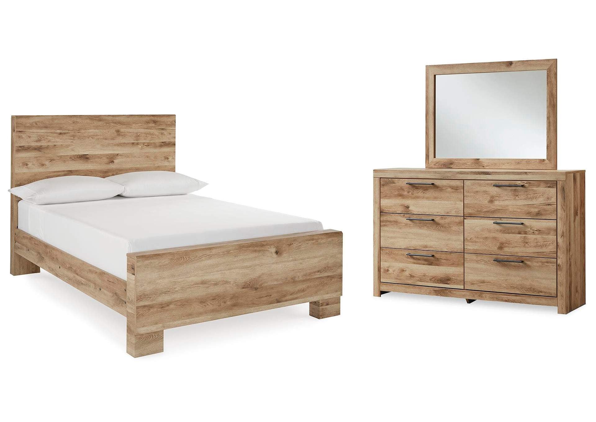 Hyanna Full Panel Bed with Mirrored Dresser