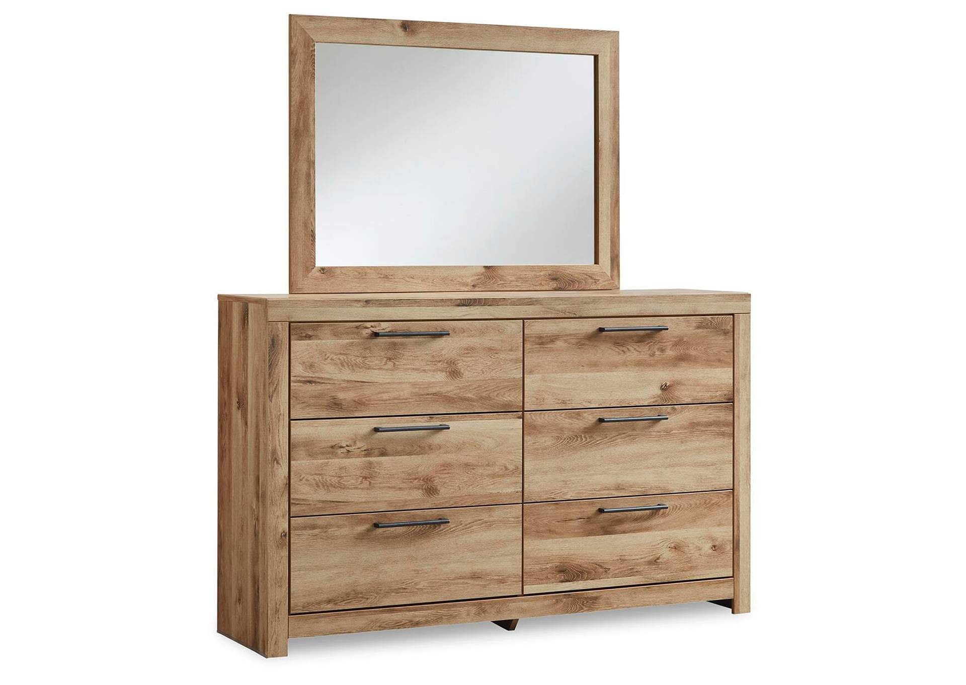 Hyanna Twin Panel Headboard with Mirrored Dresser and 2 Nightstands angled view