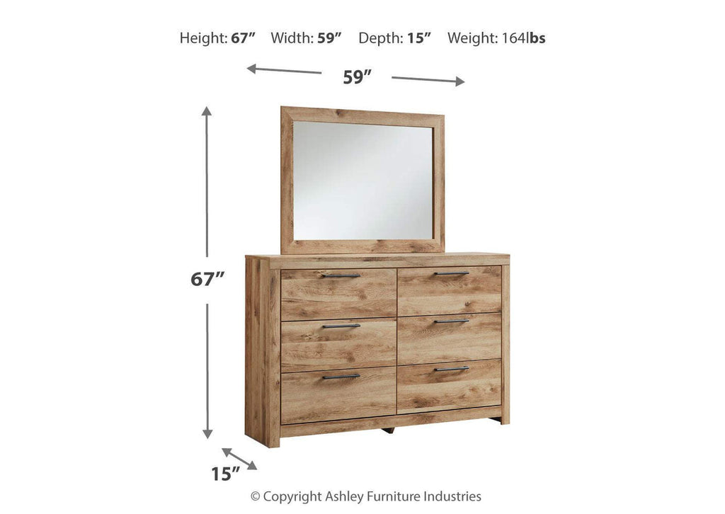 Hyanna Full Panel Headboard with Mirrored Dresser and Chest dimensions