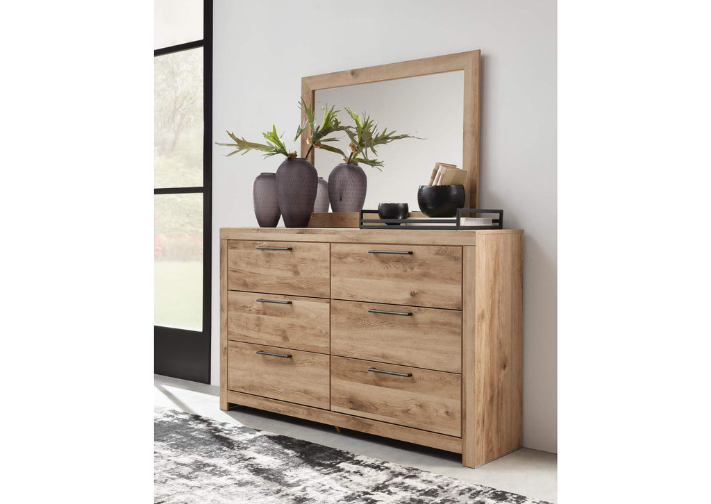 Hyanna King Panel Storage Bed with Mirrored Dresser