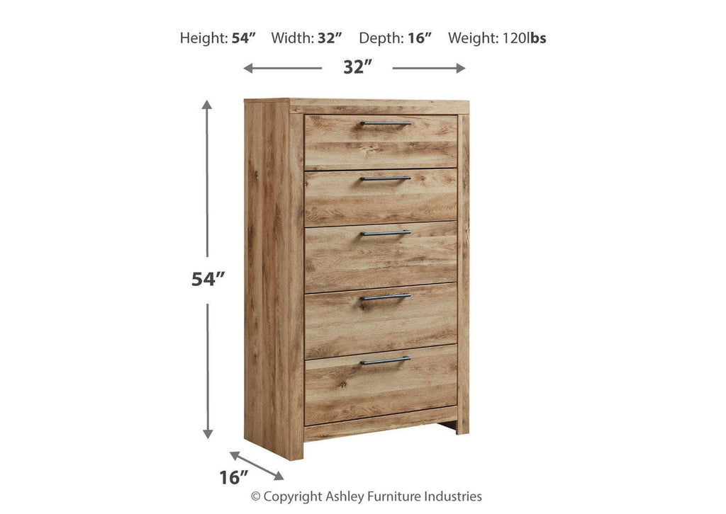 Hyanna King Panel Storage Bed with Mirrored Dresser and Chest dimensions